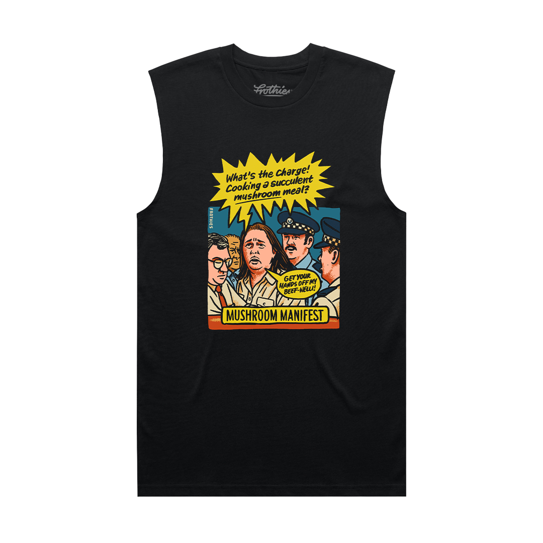 Mushroom Manifest Muscle Tee Black