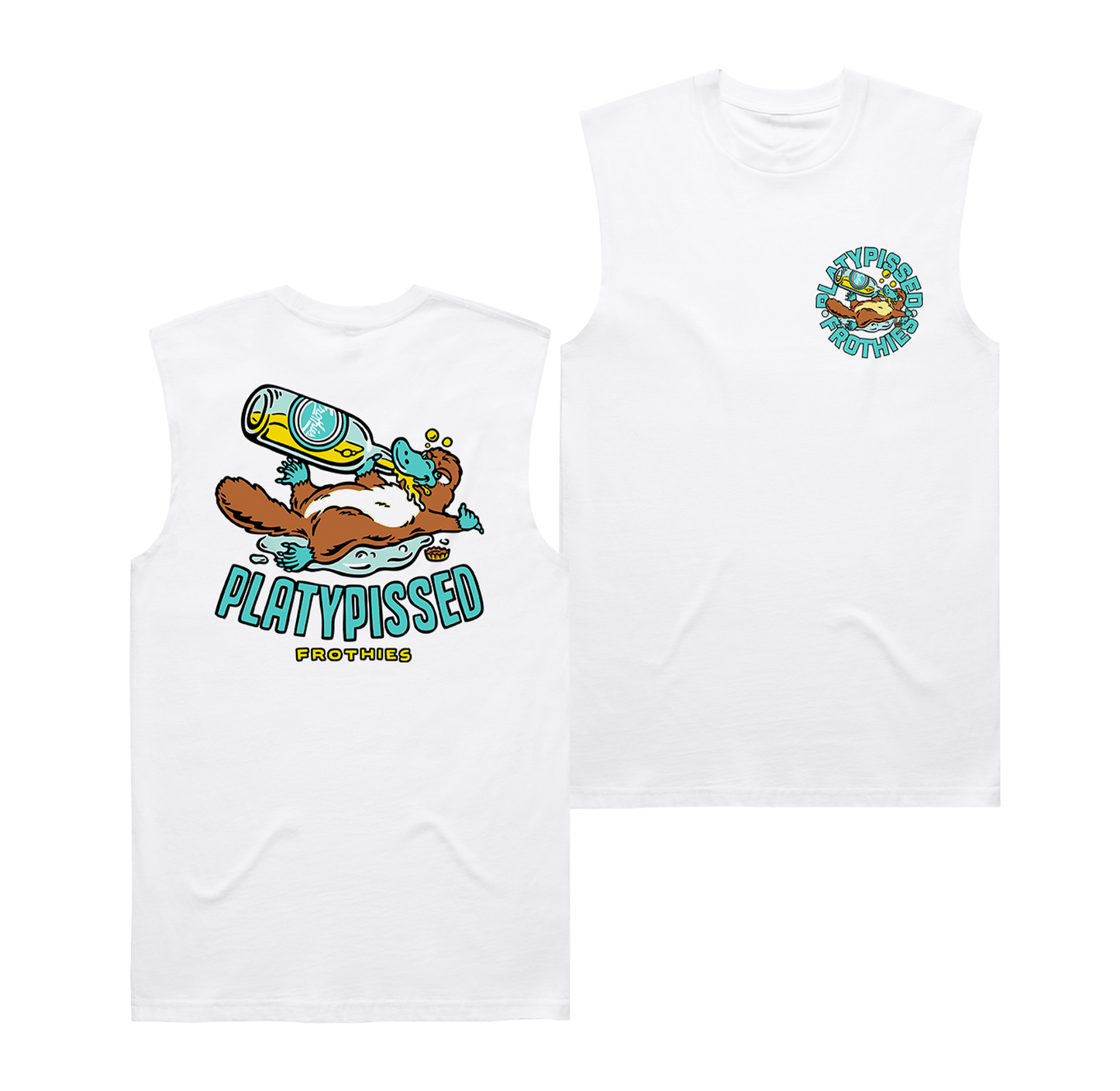 Platypissed 2 Muscle Tee White