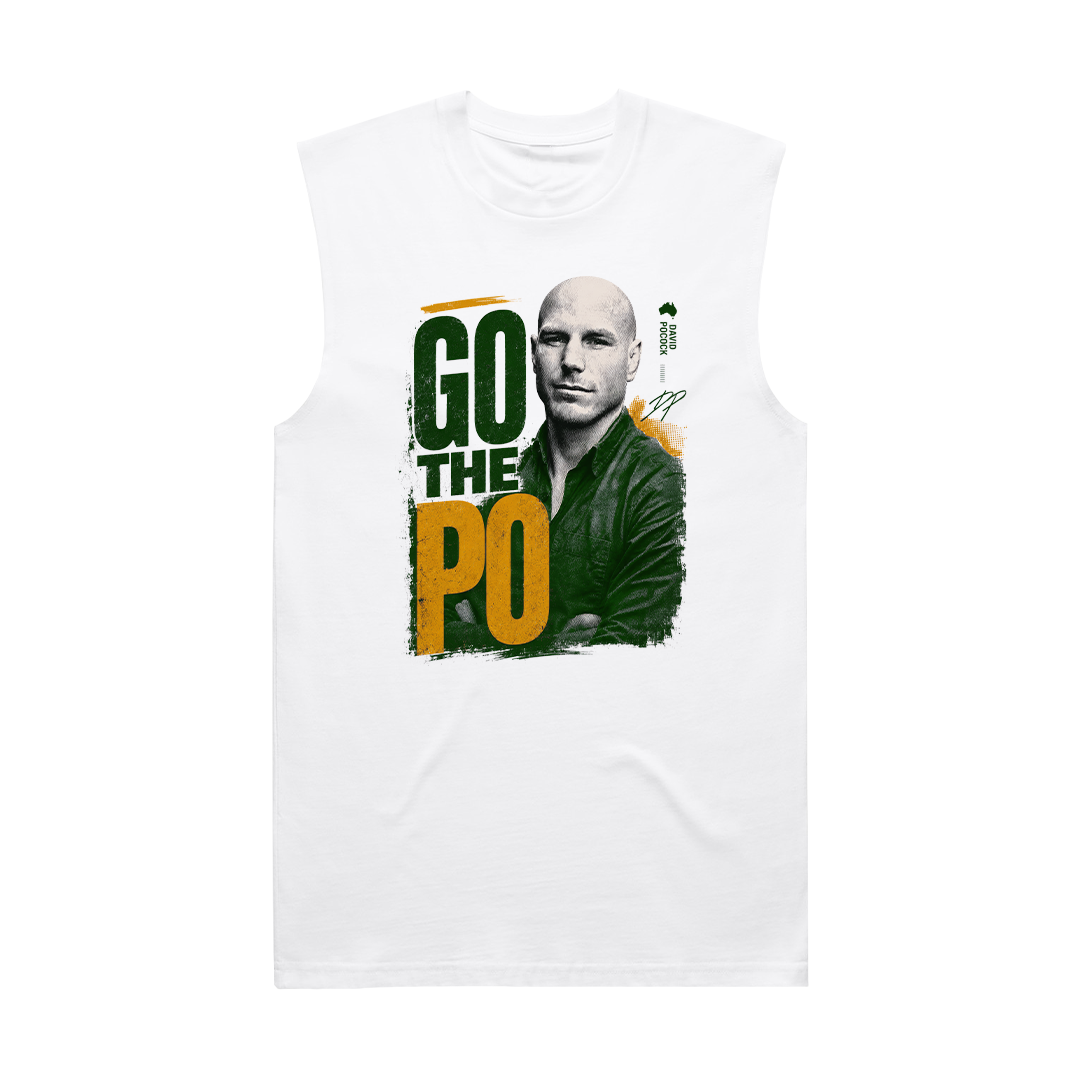 Go The Po Muscle Tee White