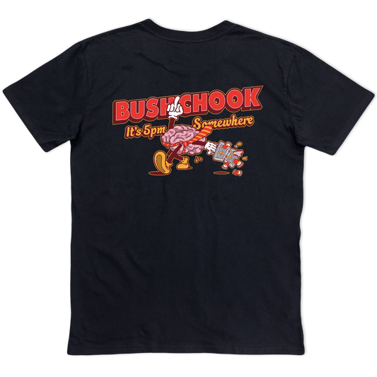 5pm Somewhere Tee Black T-Shirt Bush Chook
