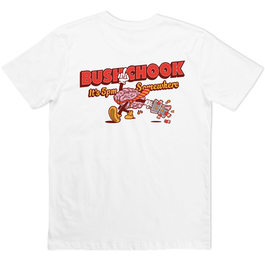 5pm Somewhere Tee White T-Shirt Bush Chook