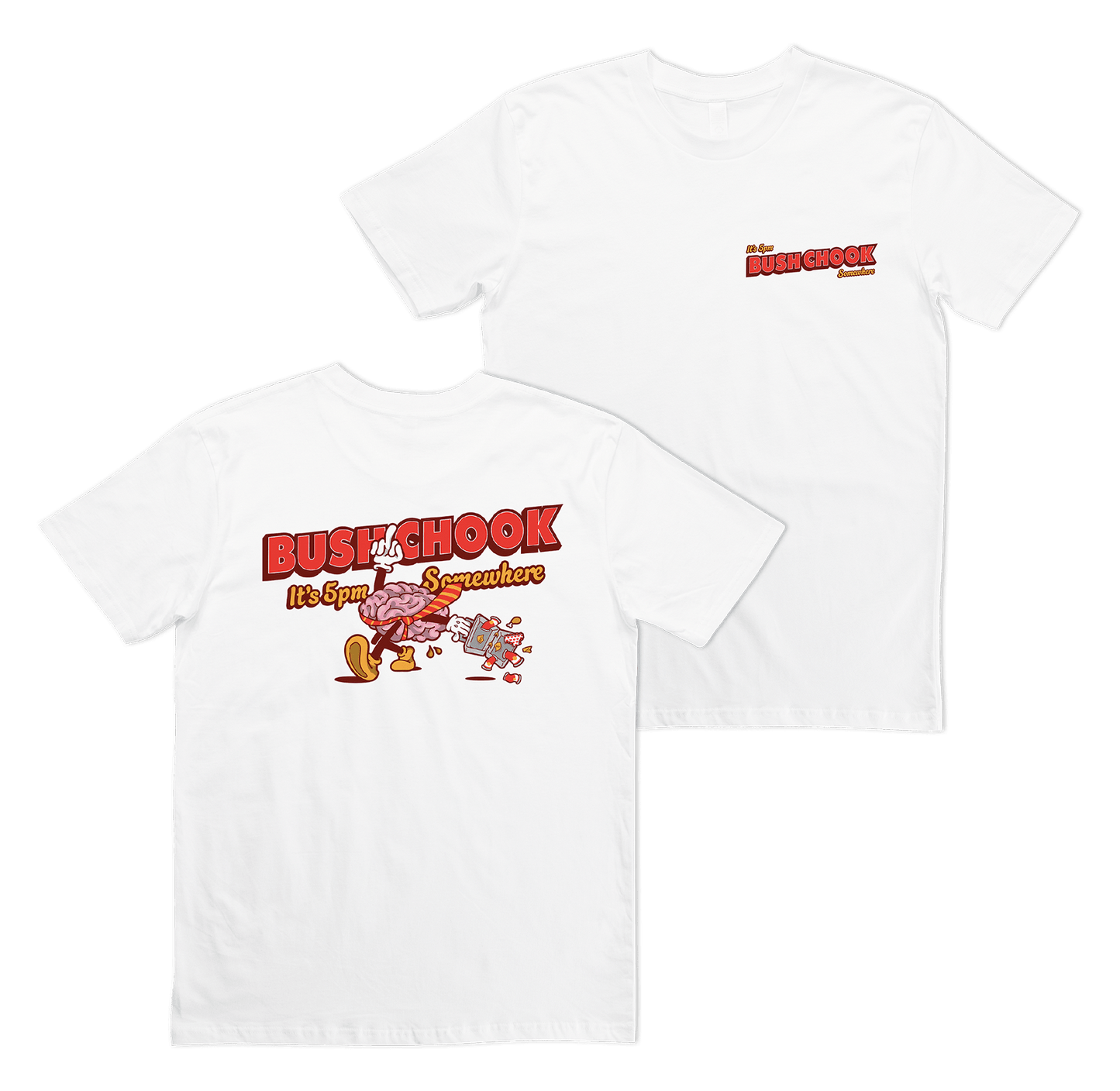 5pm Somewhere Tee White T-Shirt Bush Chook