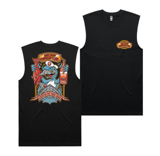 Catch of the Day Muscle Tee Black T-Shirt Bush Chook