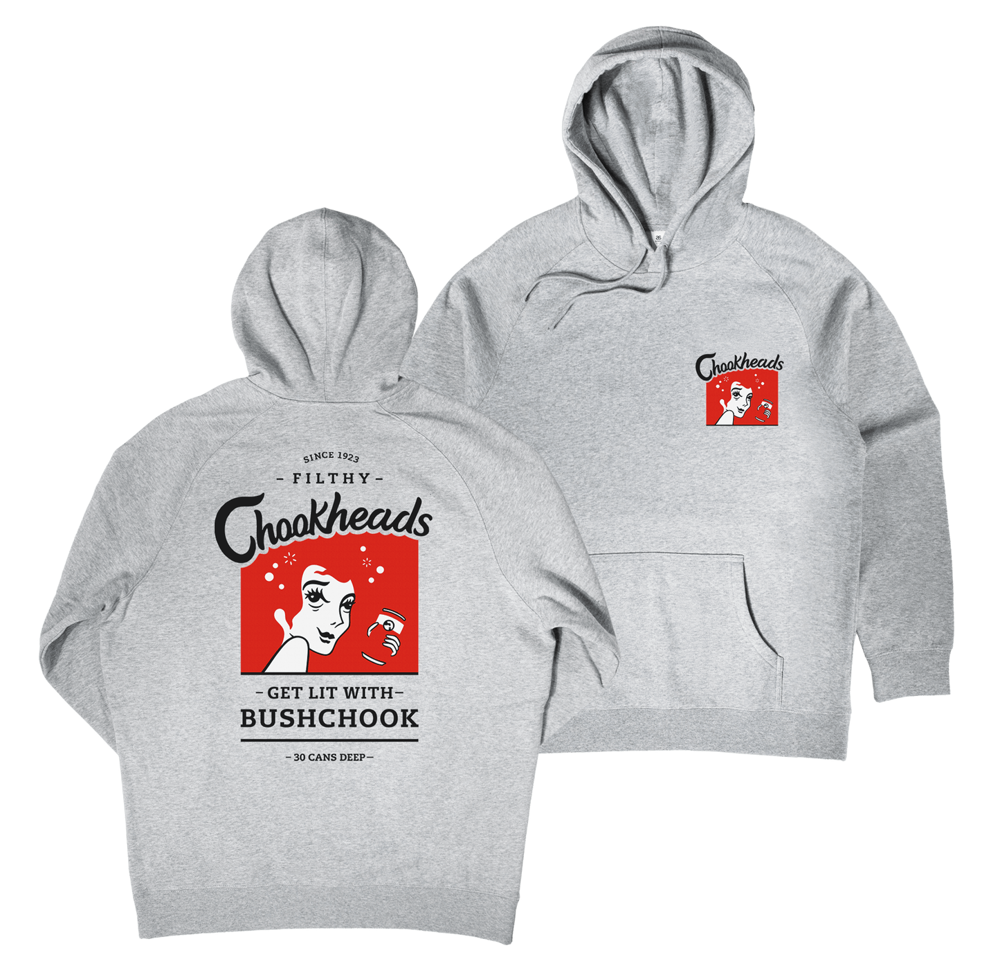 Chookheads Hoodie Grey Hoodie Bush Chook