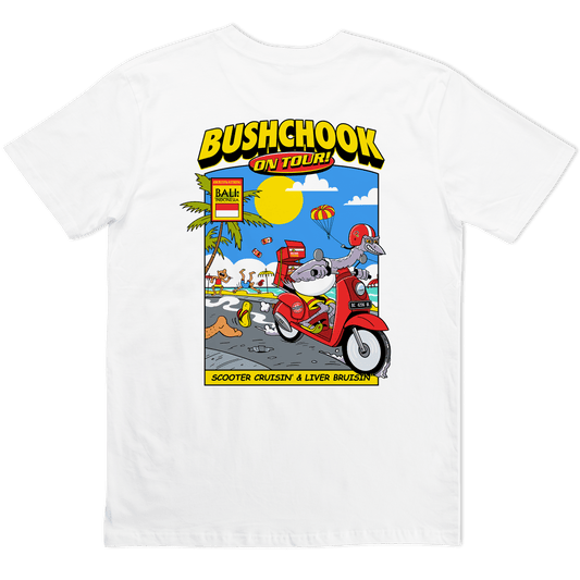 Chooks On Tour: Bali Tee White Bush Chook