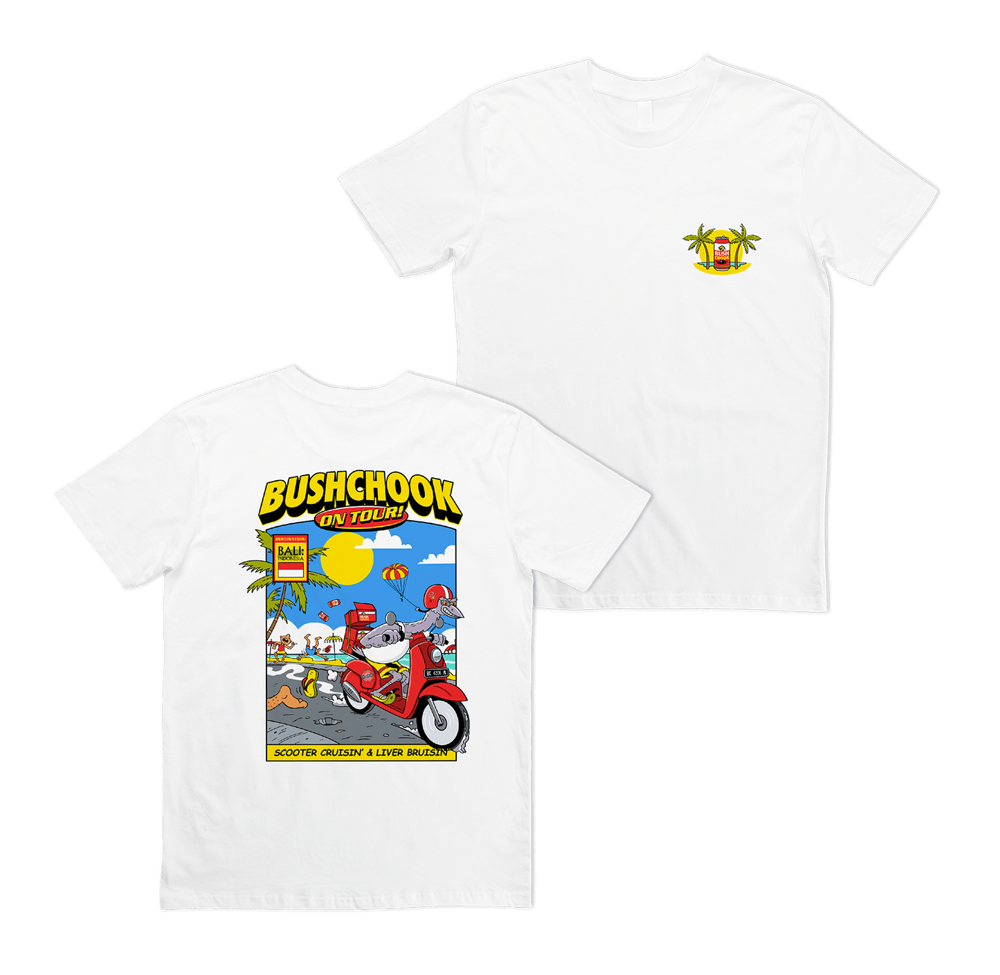 Chooks On Tour: Bali Tee White Bush Chook