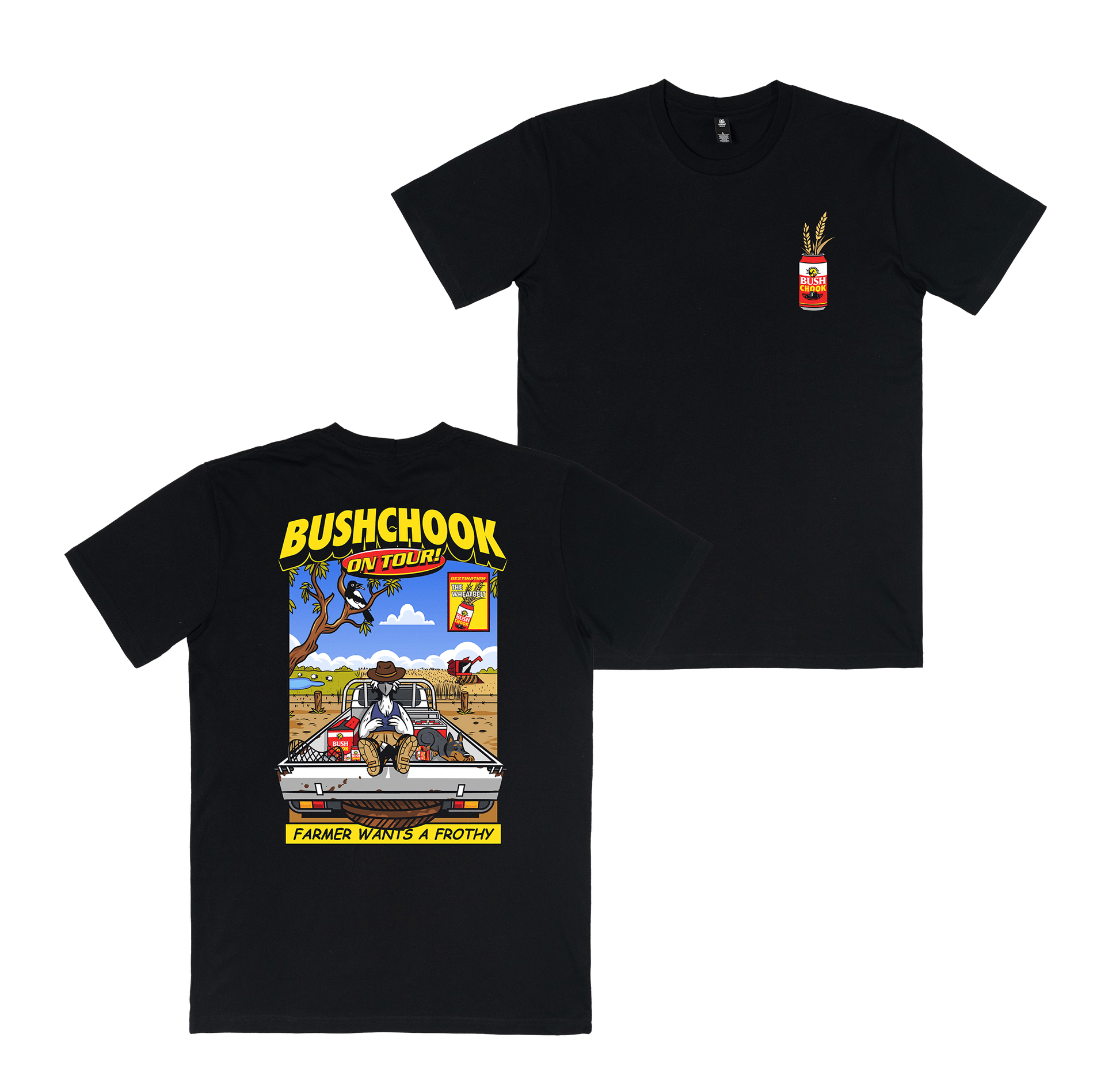 Chooks On Tour: Wheatbelt Tee Black T-Shirt Bush Chook