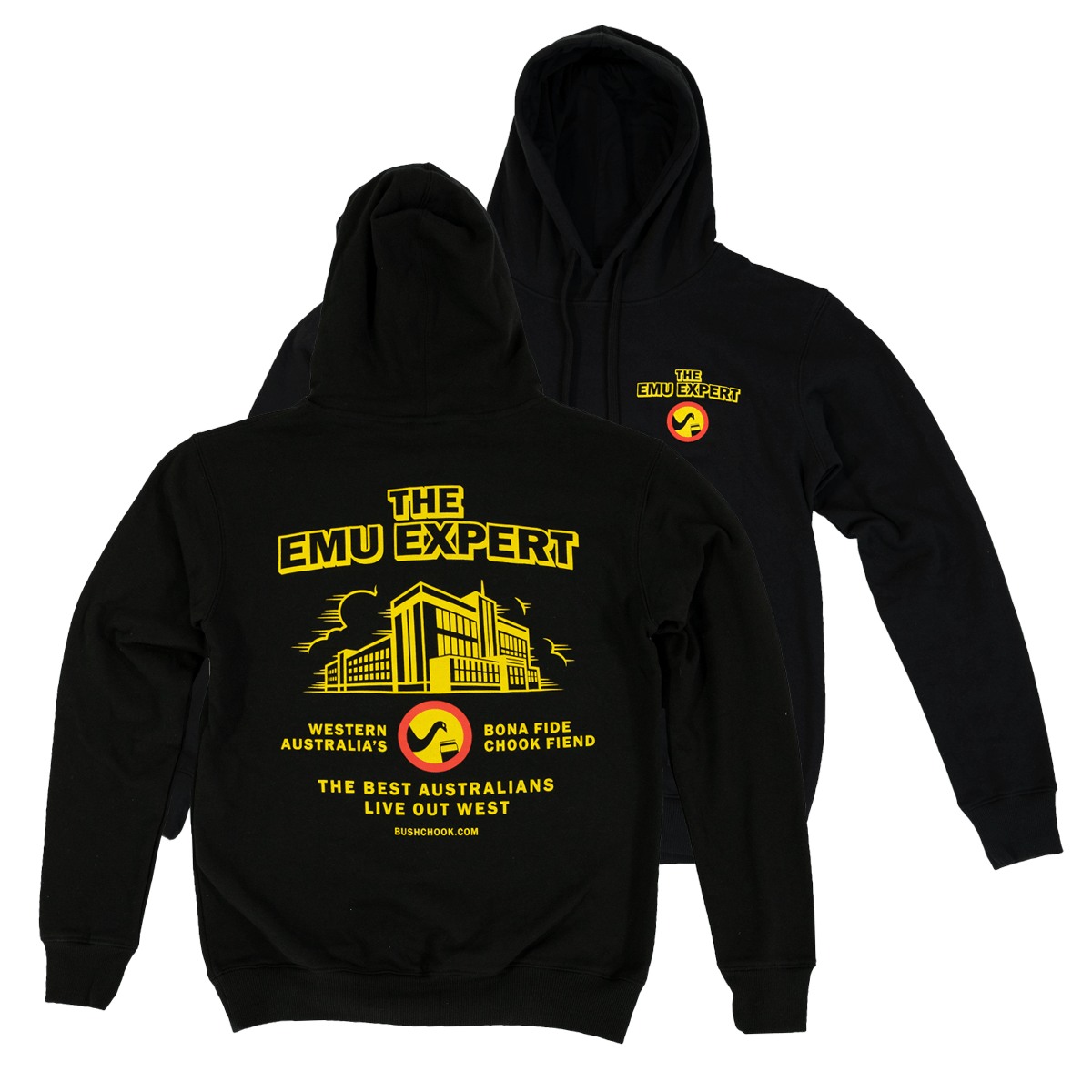 Emu Expert Hoodie Black Hoodie Bush Chook
