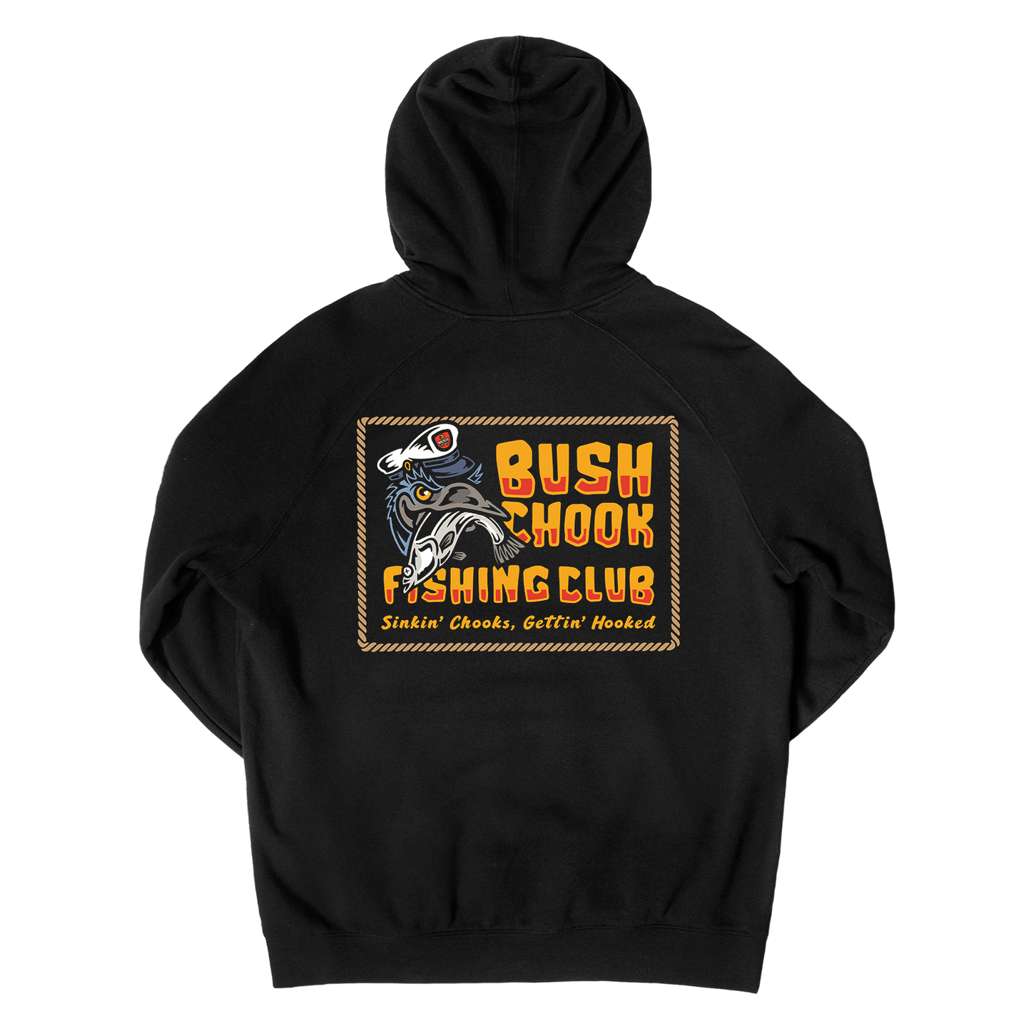 Fishing Club Hoodie Black Hoodie Bush Chook