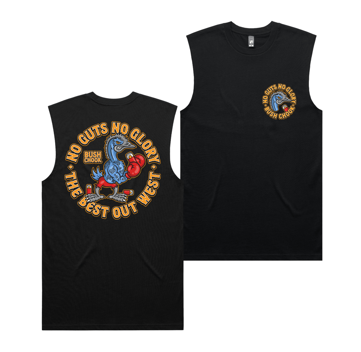 Glory Muscle Tee Black Muscle Tank Bush Chook