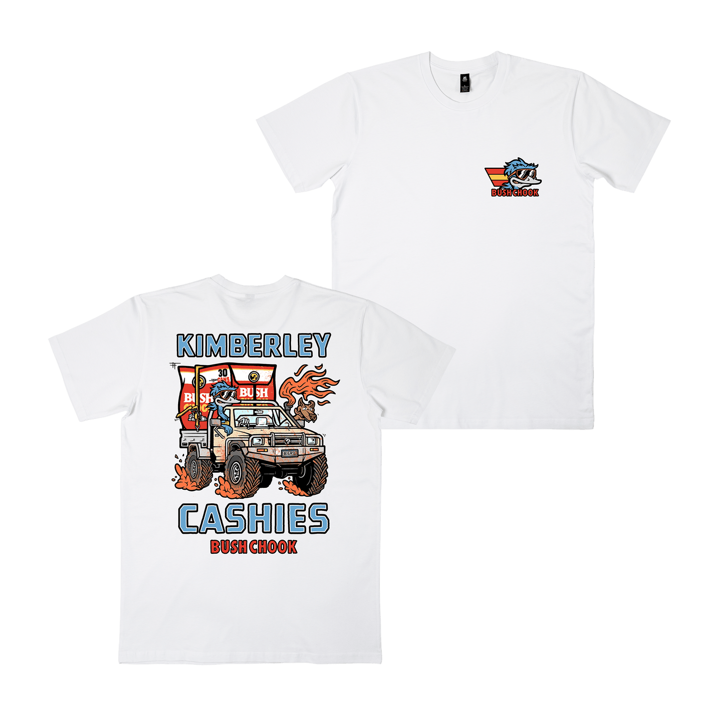 Kimberley Cashies Tee White T-Shirt Bush Chook