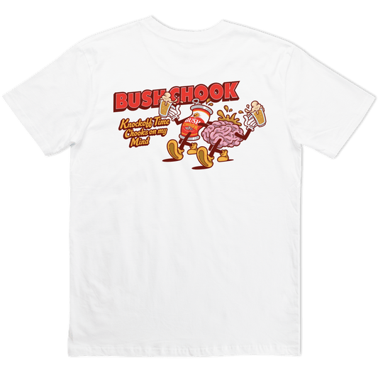 Knock Off Time Tee White T-Shirt Bush Chook