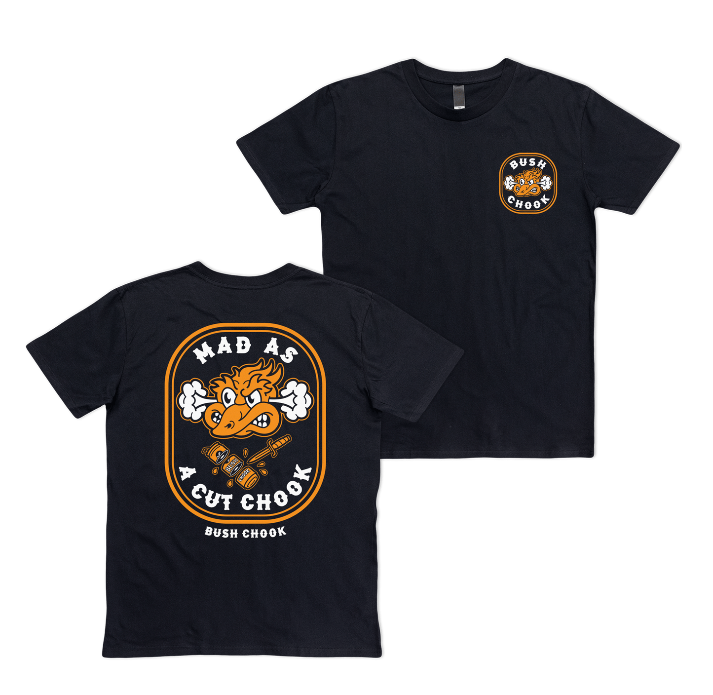 Mad As A Cut Chook Tee Black T-Shirt Bush Chook