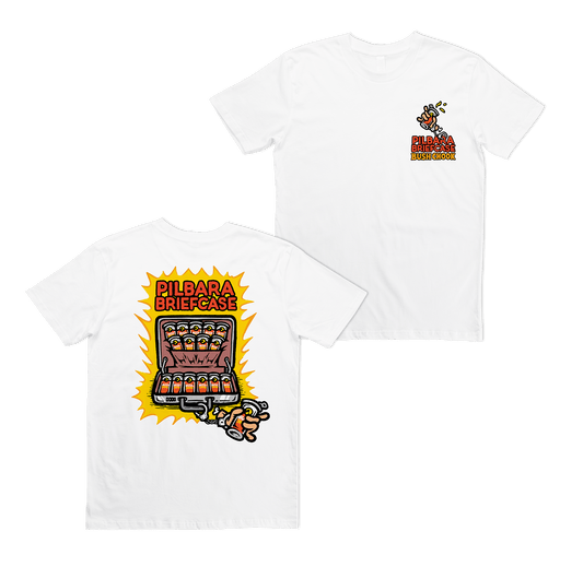 Pilbara Briefcase 2 Tee White T-Shirt Bush Chook