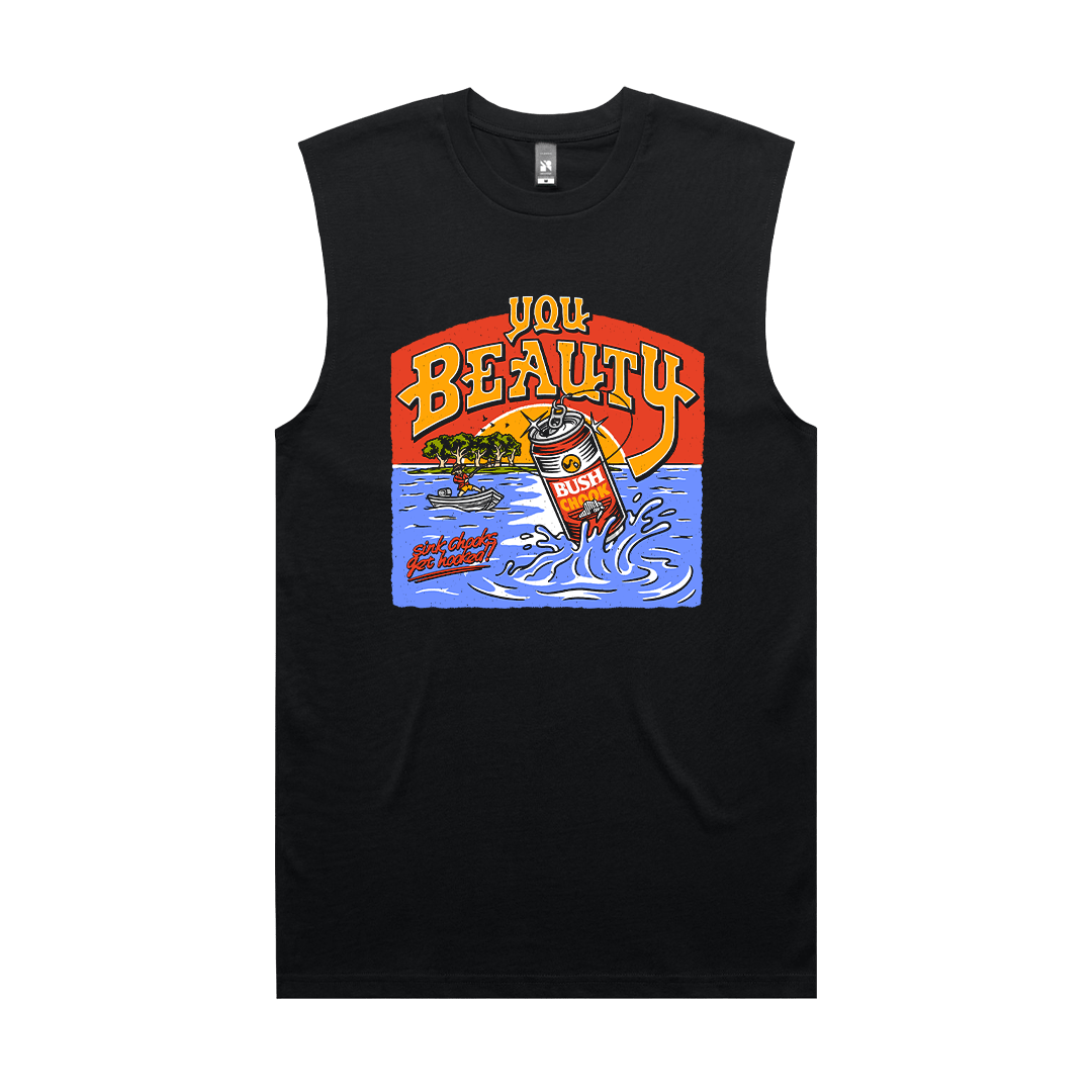 You Beauty Muscle Tee Black T-Shirt Bush Chook