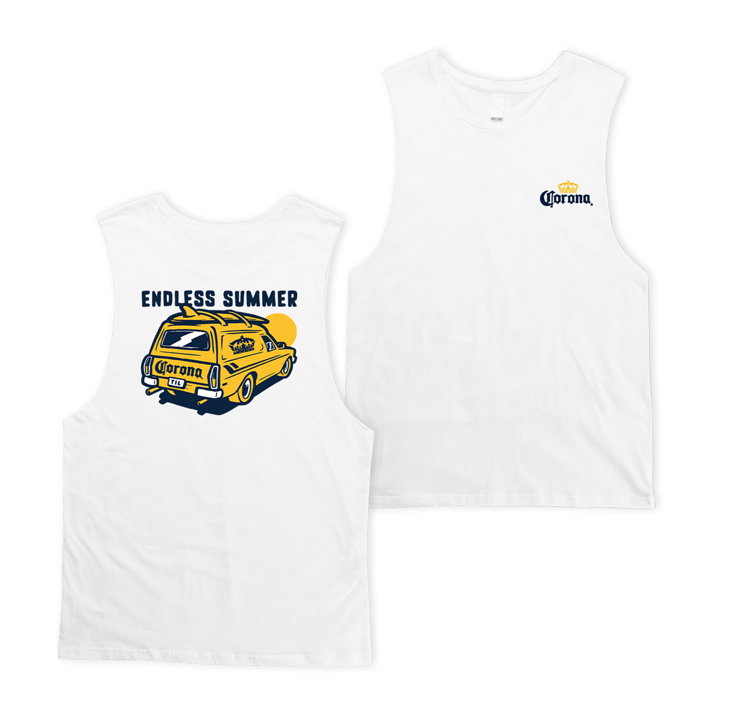 Endless Summer Muscle Tee White Muscle Tanks Corona