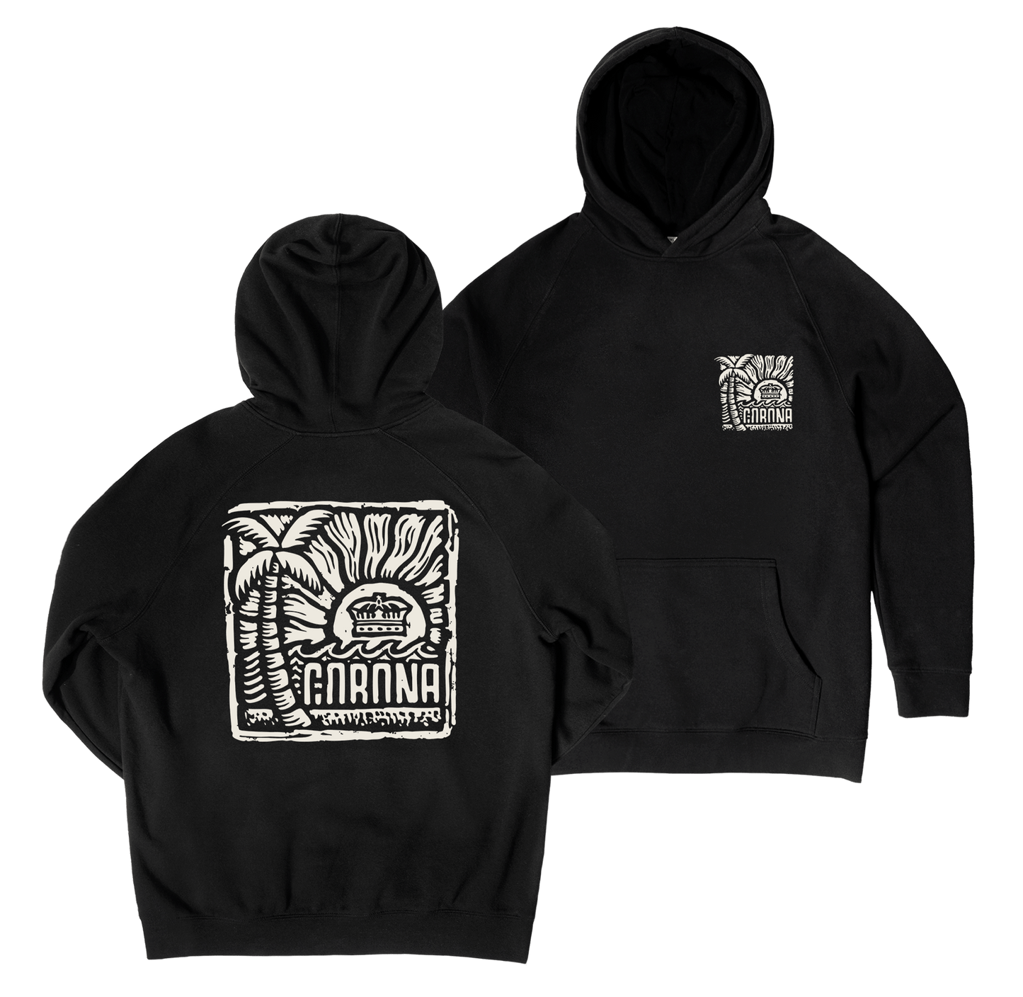 Woodblock Hoodie Black Hoodie Corona