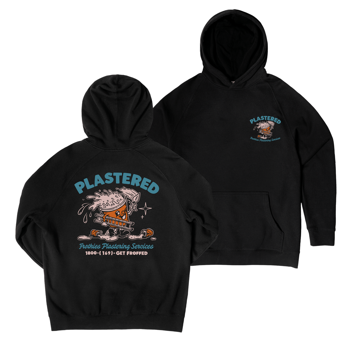 Plastered Hoodie Black Hoodie Frothies