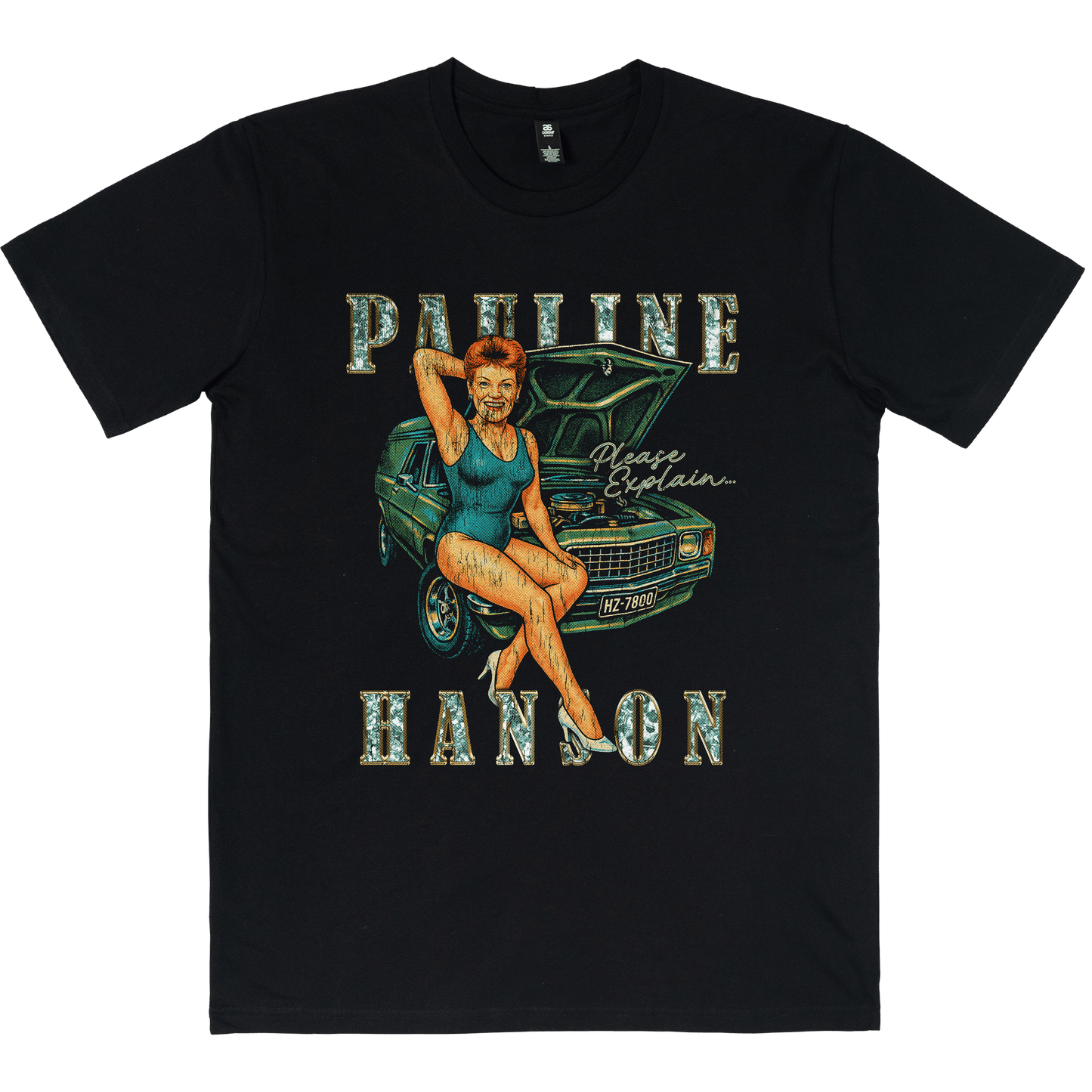 Please Explain Pauline Hanson Tee Black T-Shirt Frothies