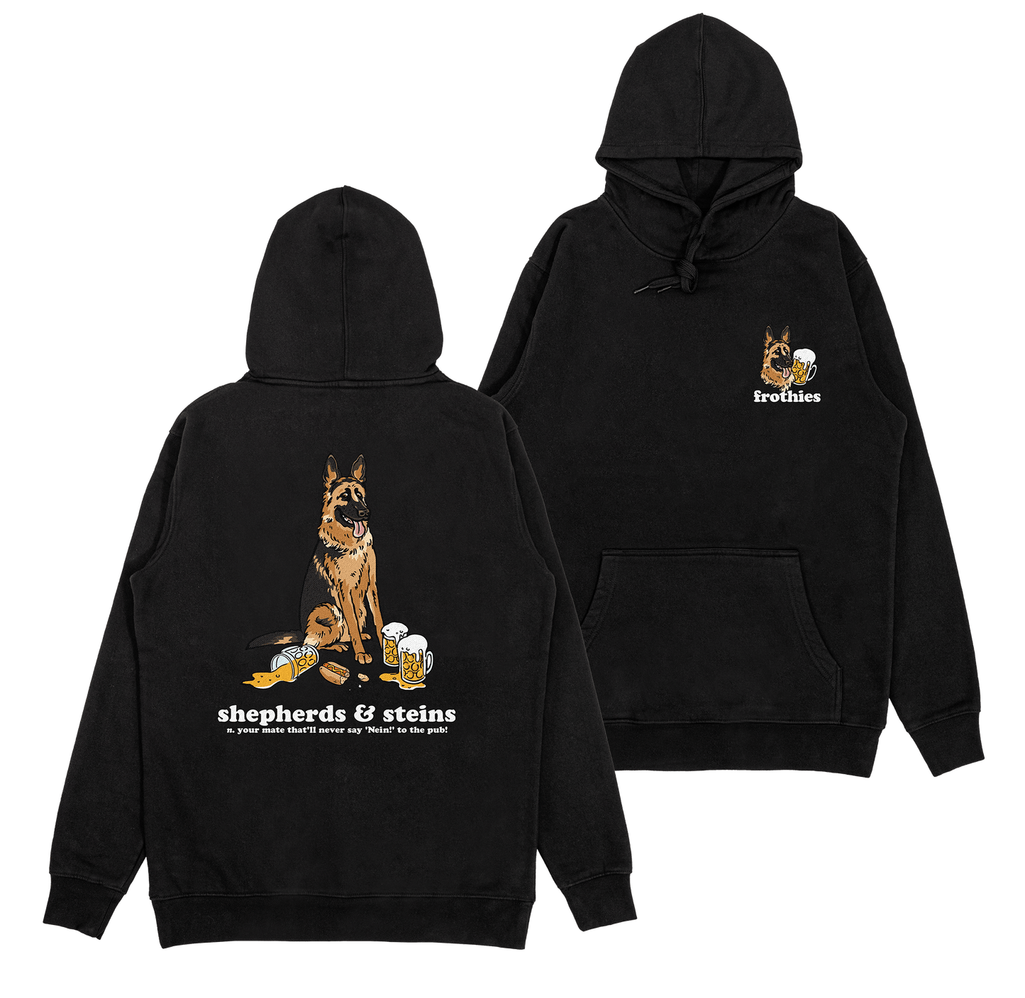 Shepherds and Steins Hoodie Black Hoodie Frothies