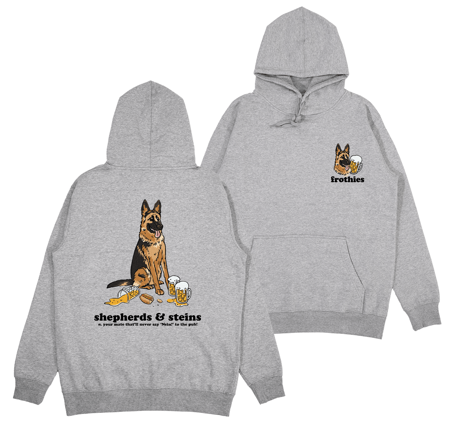 Shepherds and Steins Hoodie Grey Hoodie Frothies