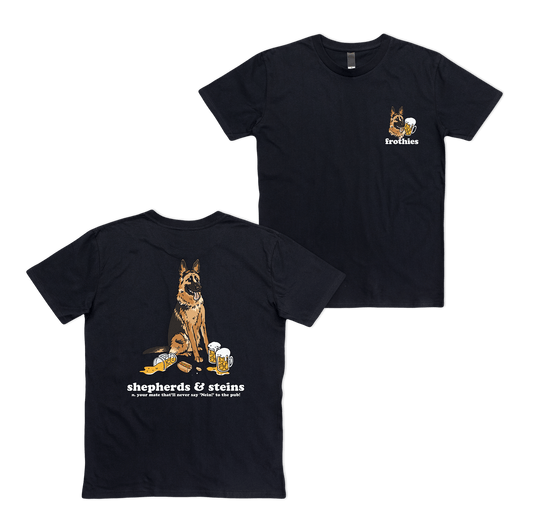 Shepherds and Steins Tee Black T-Shirt Frothies