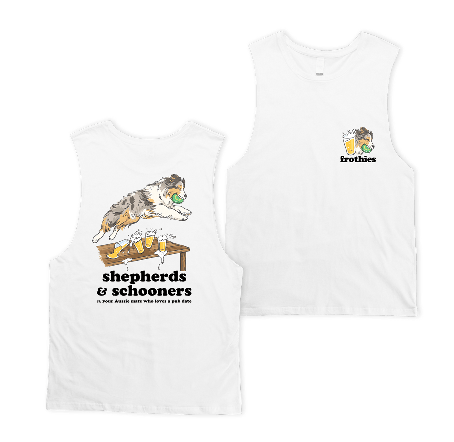 Shepherds & Schooners Muscle Tee White Muscle Tanks Frothies
