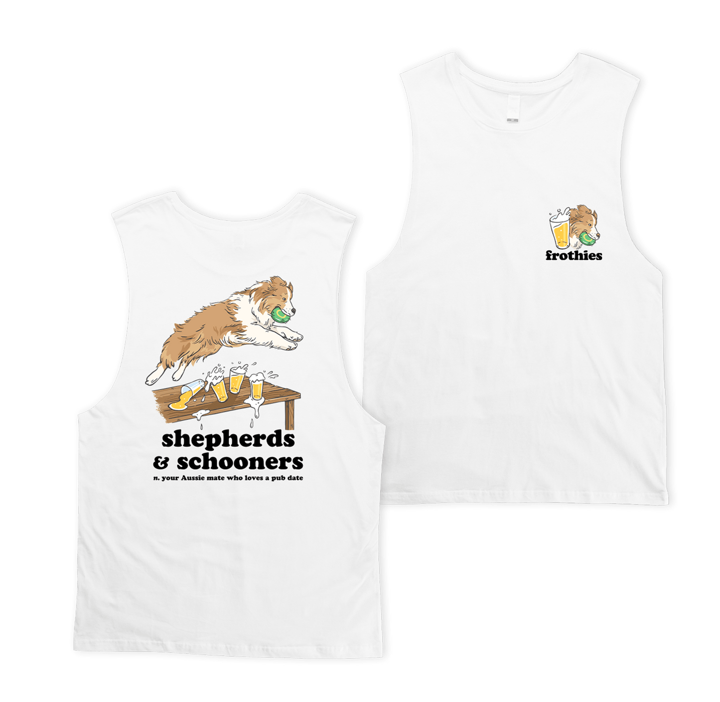 Shepherds & Schooners Muscle Tee White Muscle Tanks Frothies