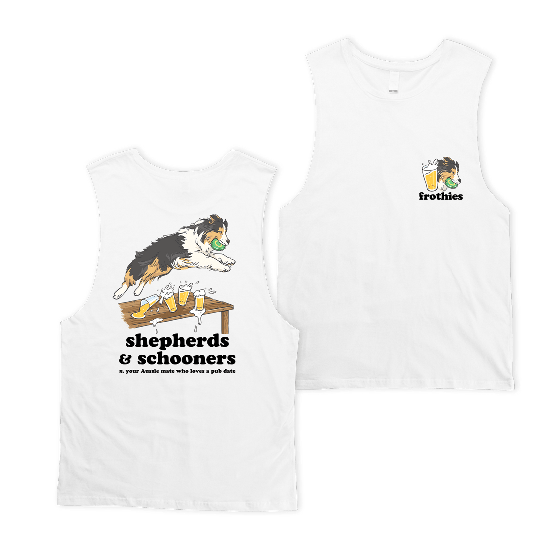 Shepherds & Schooners Muscle Tee White Muscle Tanks Frothies