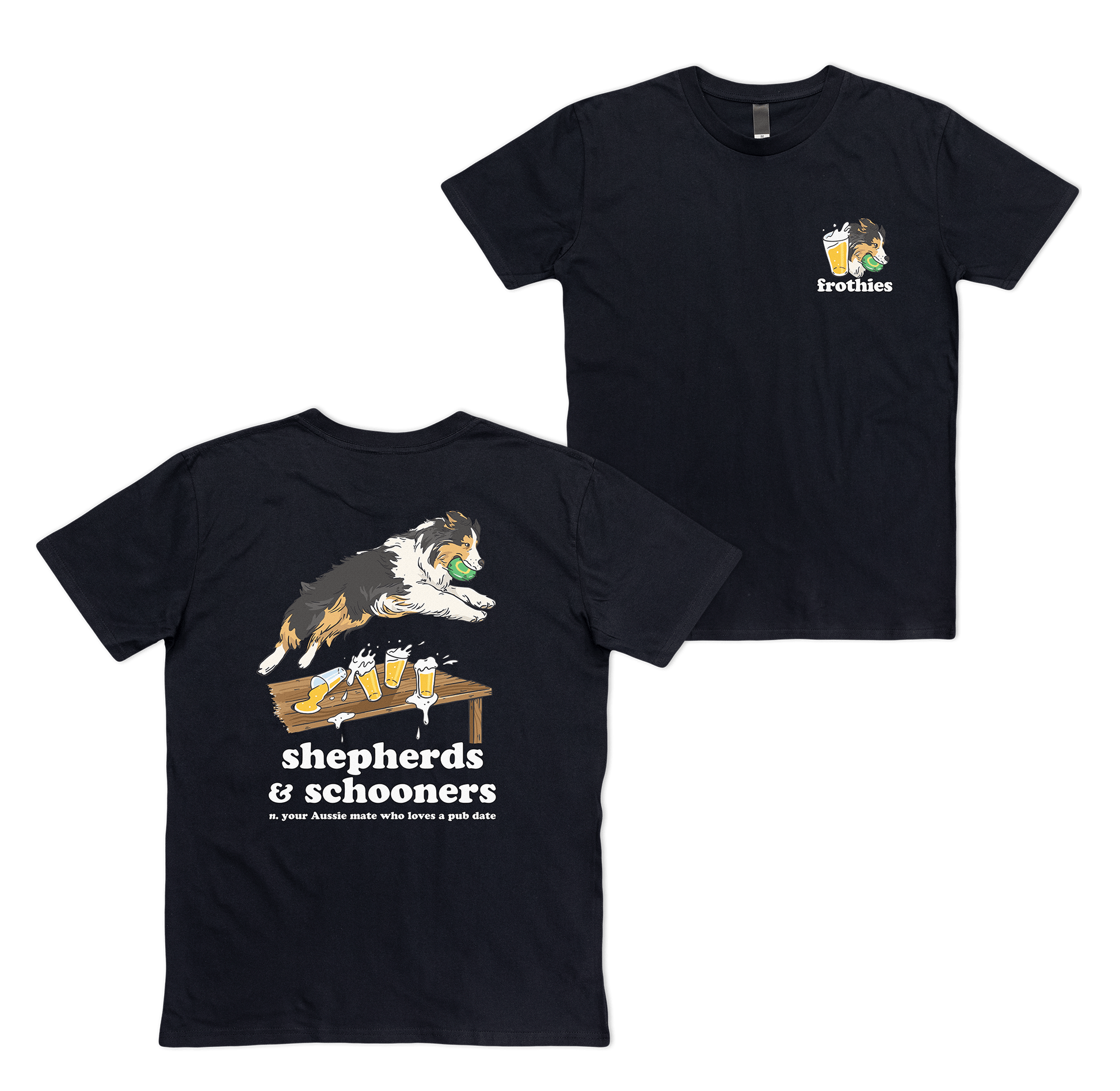 Shepherds & Schooners Tee Black T-Shirt Frothies