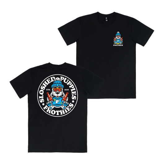 Sloshed Puppies 2 Tee Black T-Shirt Frothies