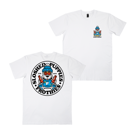 Sloshed Puppies 2 Tee White T-Shirt Frothies