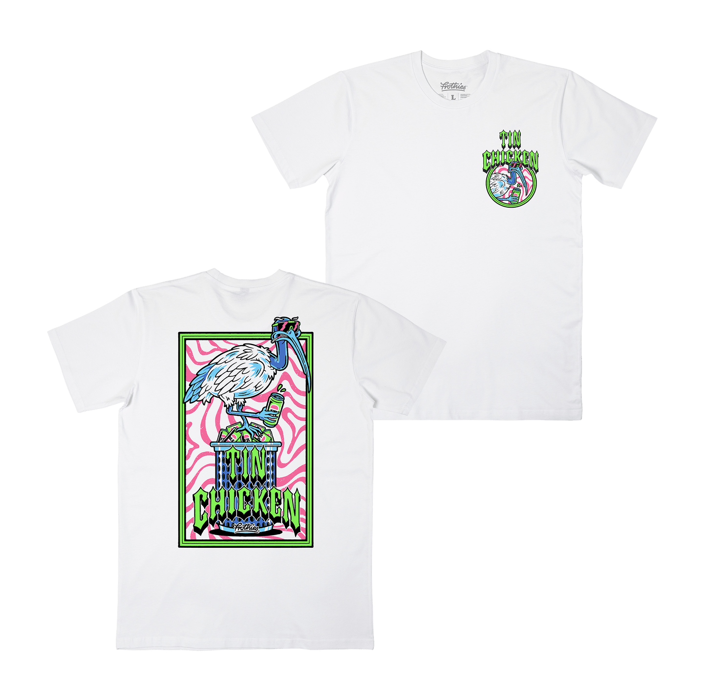Tin Chicken Tee White T-Shirts Frothies