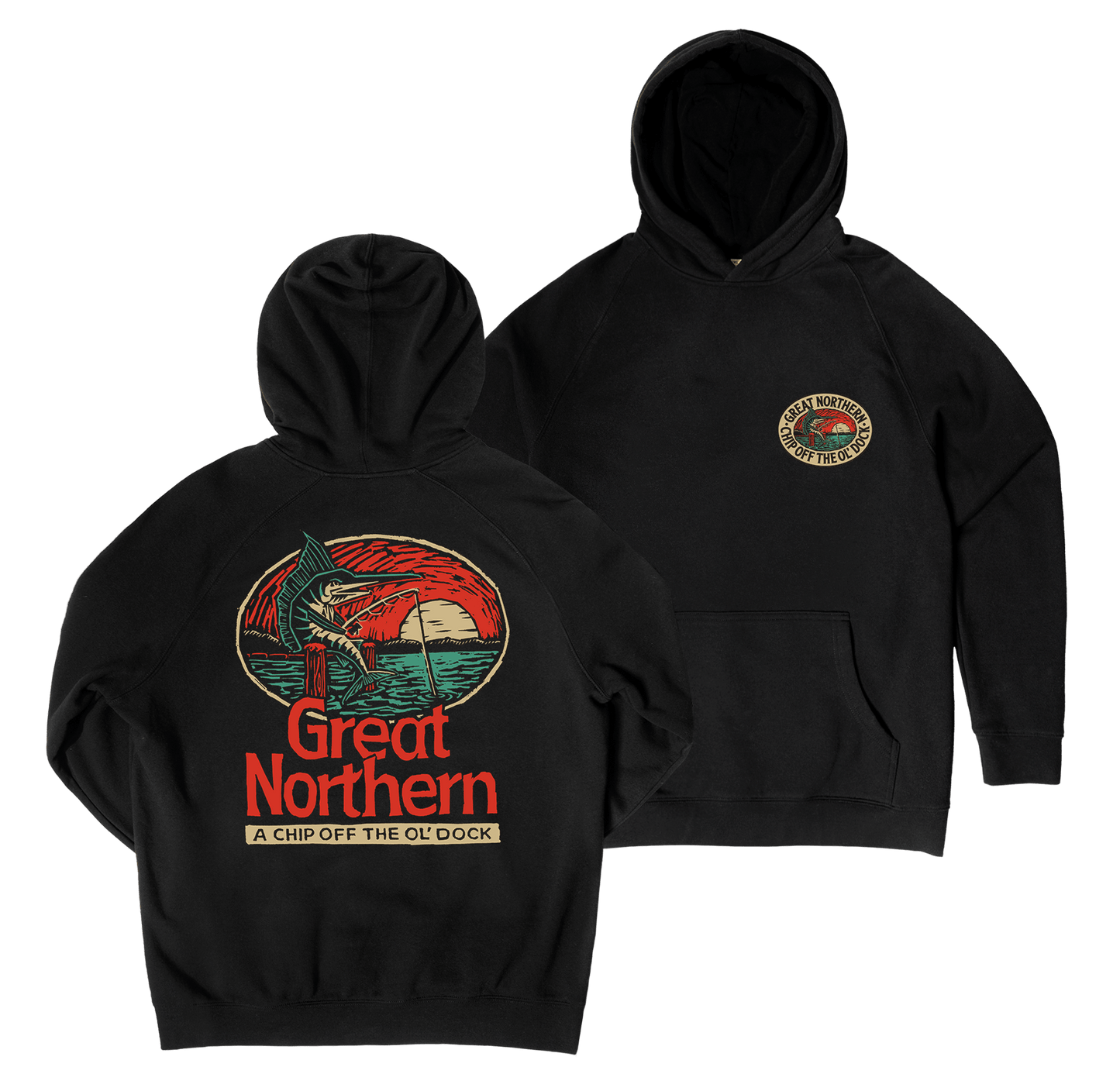 Chip off the Dock Hoodie Black Hoodie Great Northern