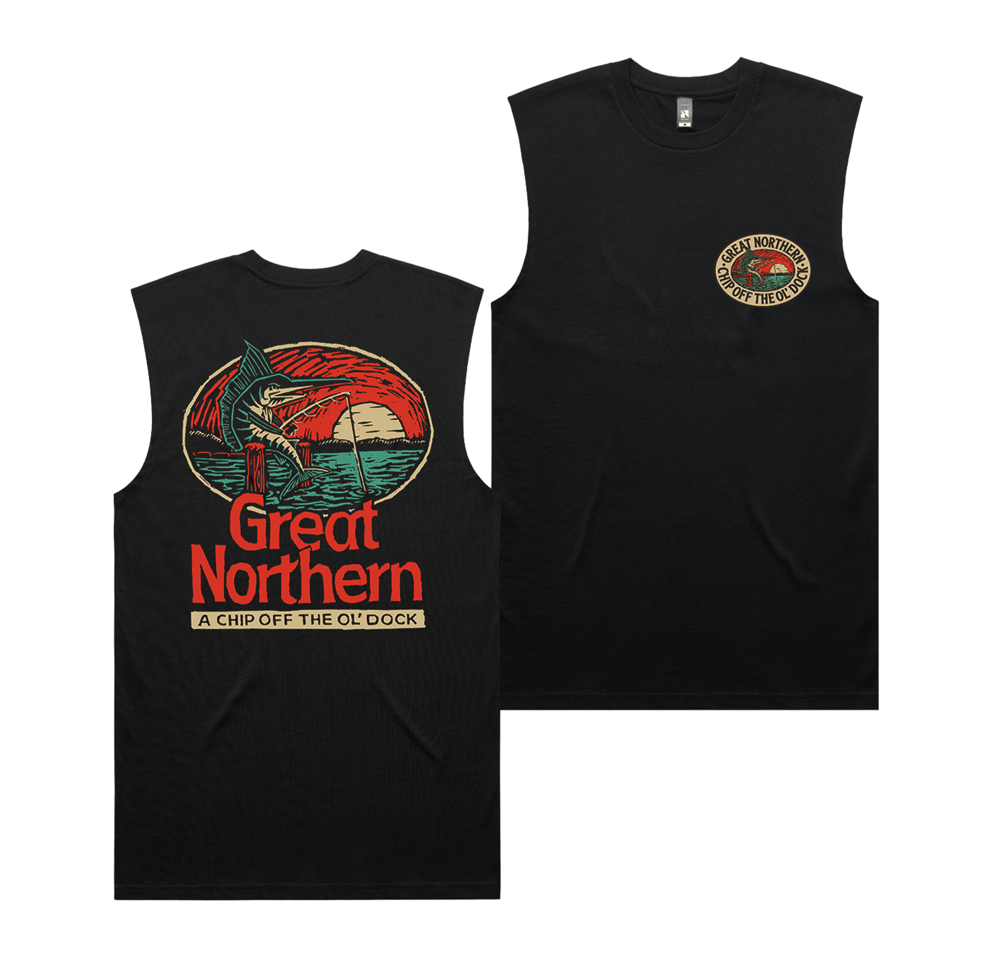 Chip off the Dock Muscle Tee Black T-Shirt Great Northern