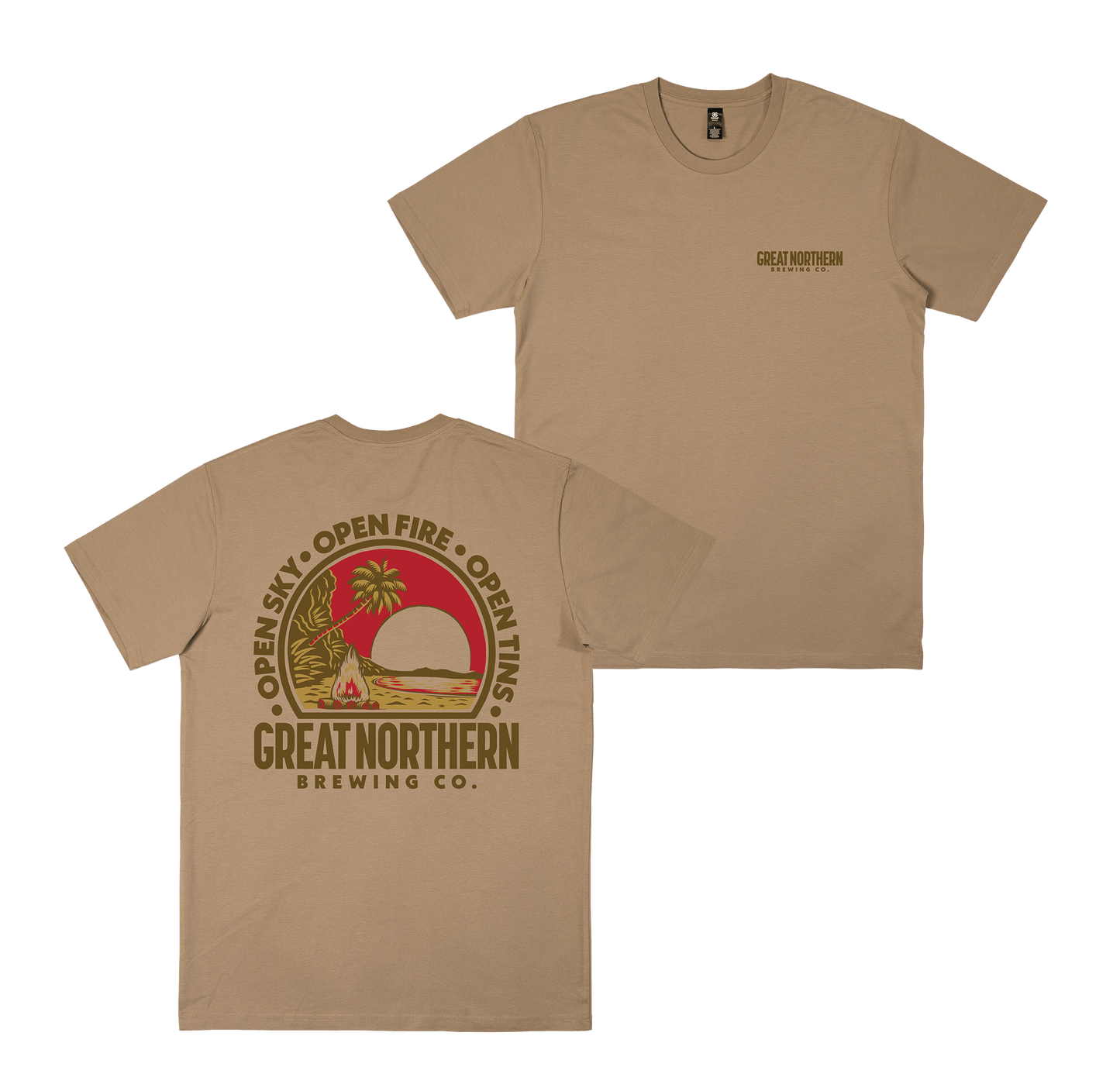 Open Sky Open Fire Tee Tan T-Shirt Great Northern