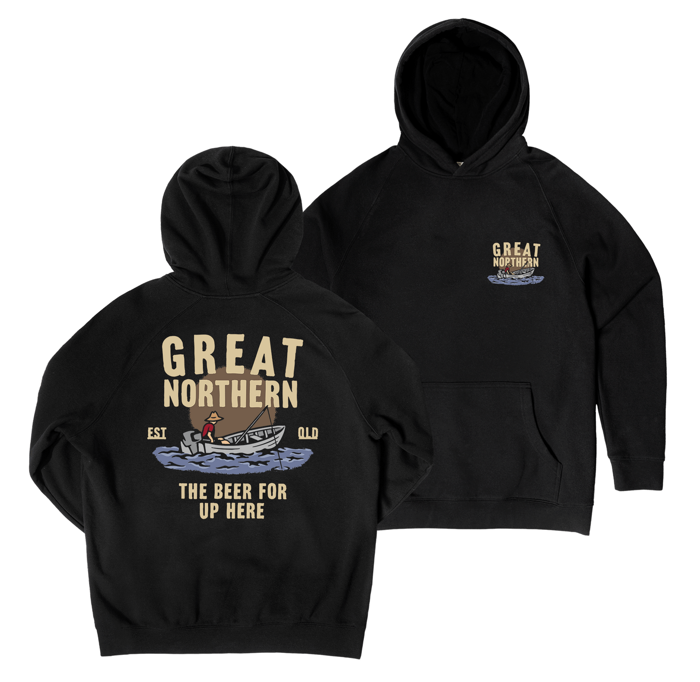 Open Waters Hoodie Black Hoodie Great Northern