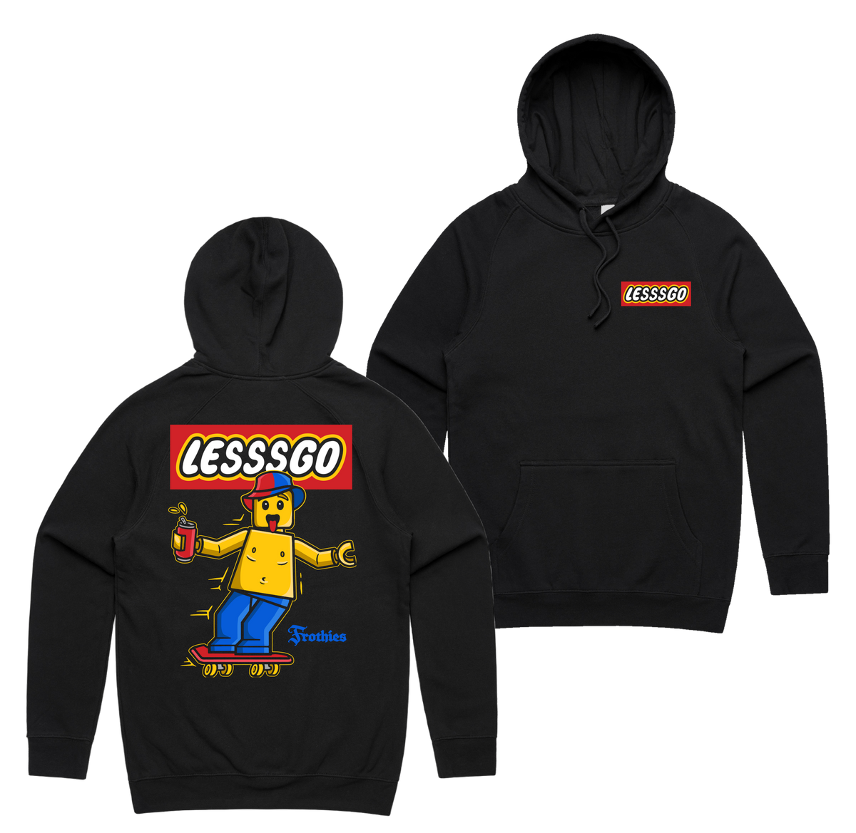Lesssgo Knights 2026 Hoodie — Black front & back