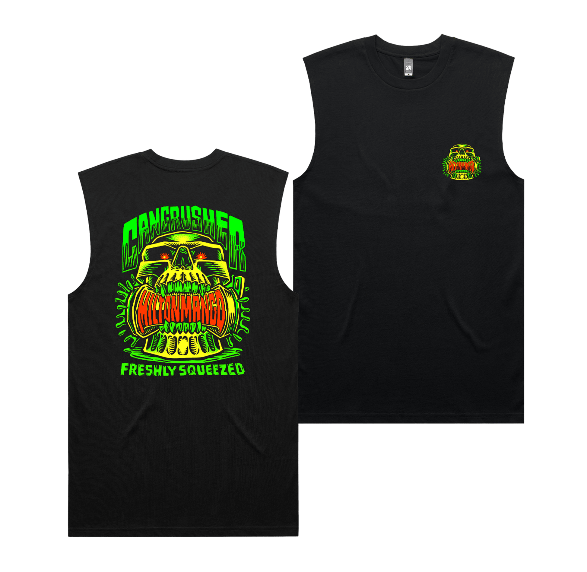 Can Crusher Muscle Tee Black T-Shirt Milton Mango