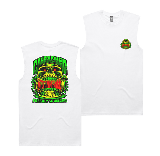 Can Crusher Muscle Tee White T-Shirt Milton Mango