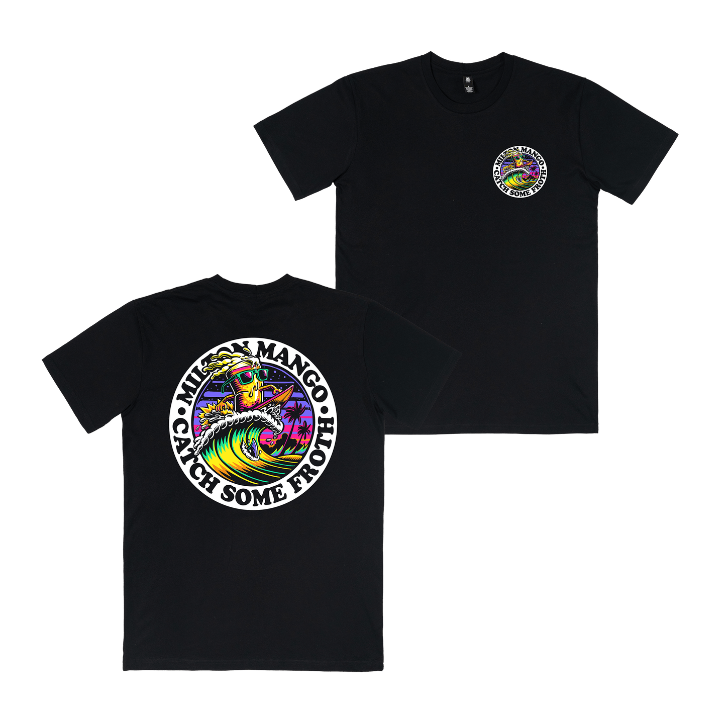 Catch Some Froth Tee Black T-Shirt Milton Mango
