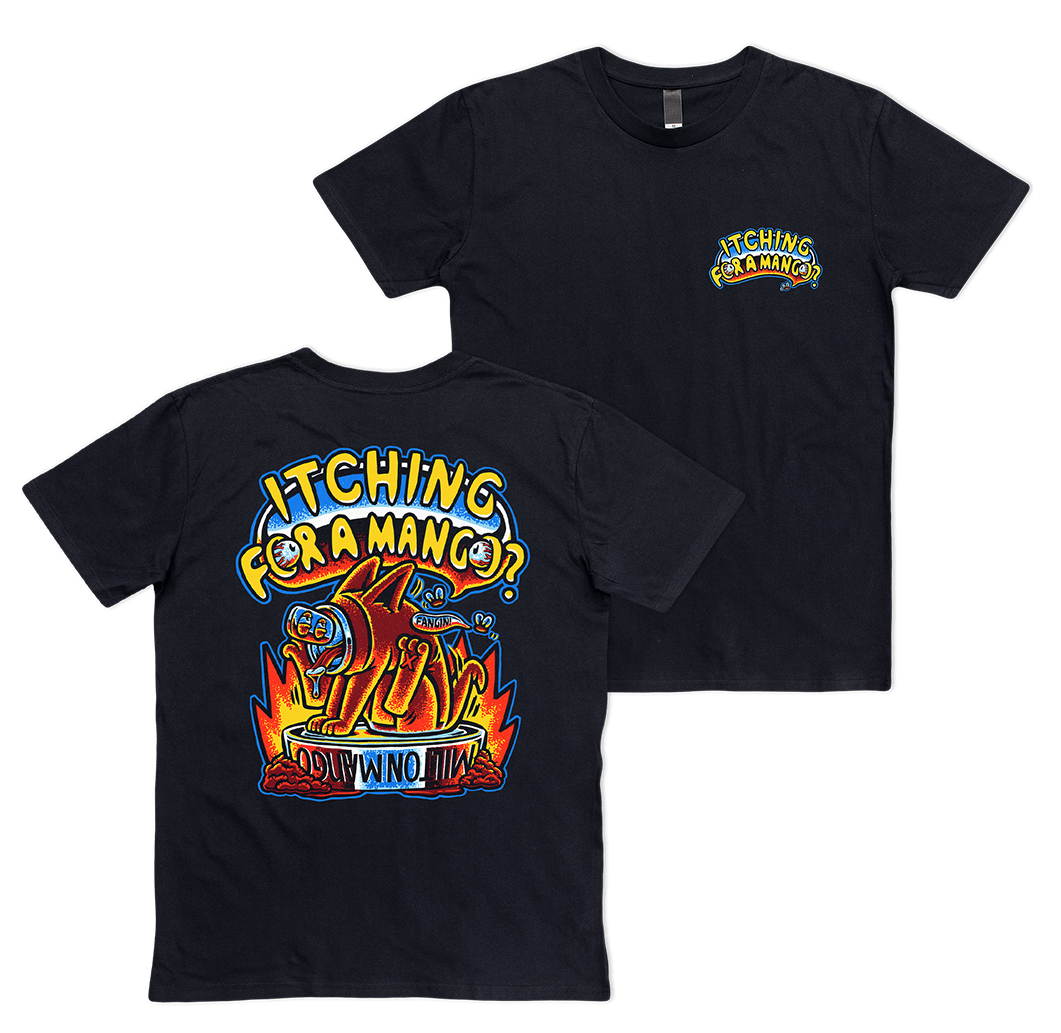 Itching for a Mango Tee Black T-Shirts Milton Mango