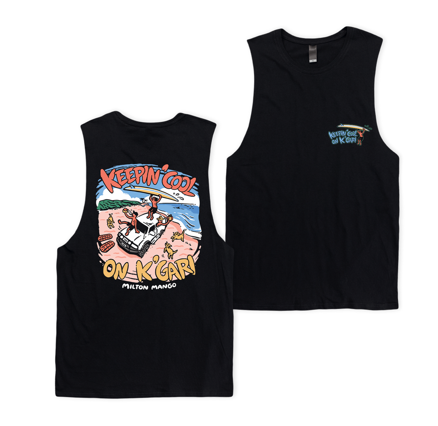Keepin' Cool on K'Gari Muscle Tee Black Muscle Milton Mango