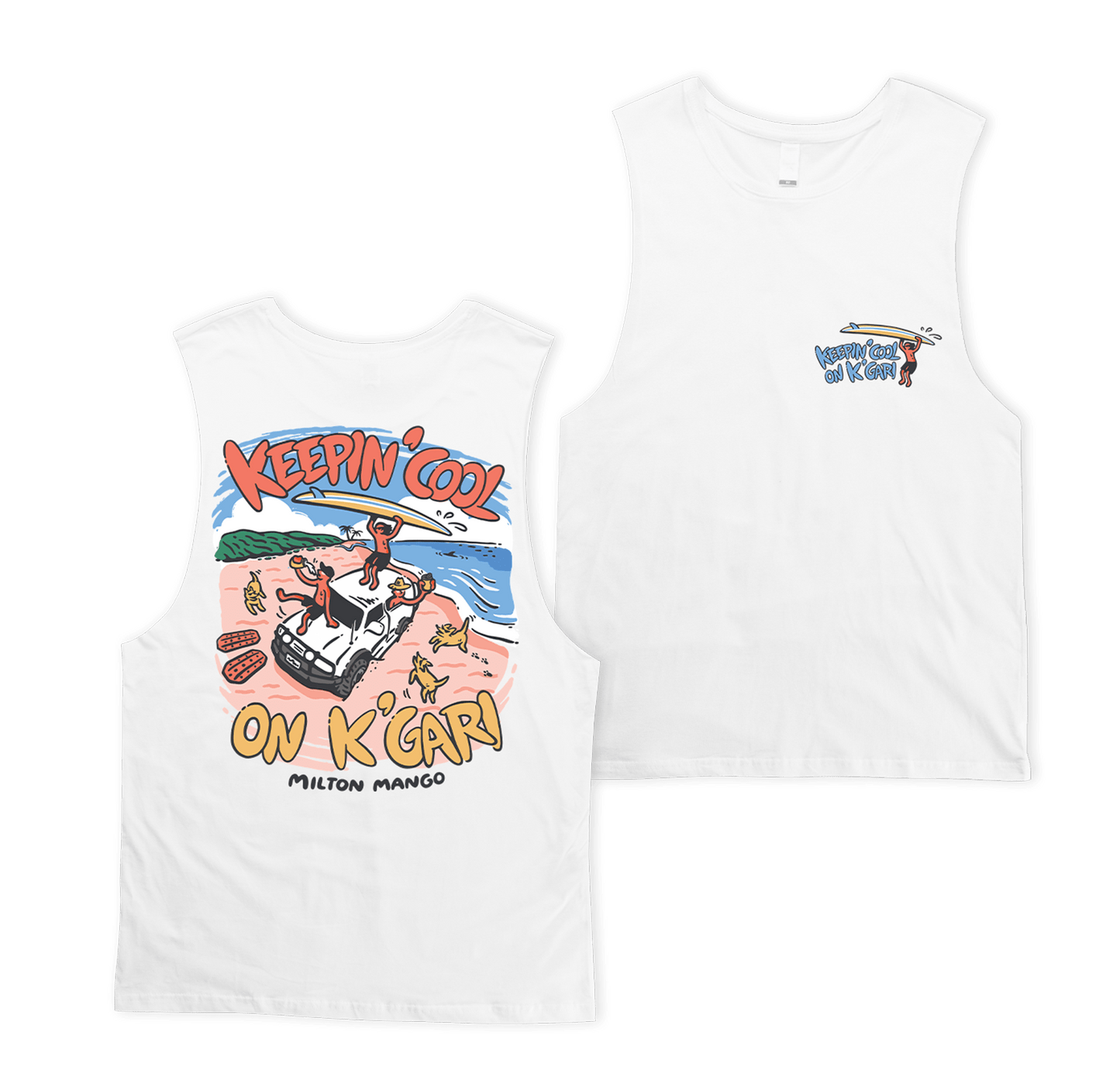 Keepin' Cool on K'Gari Muscle Tee White Muscle Milton Mango