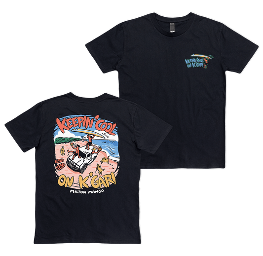 Keepin' Cool on K'Gari Tee Black T-Shirts Milton Mango