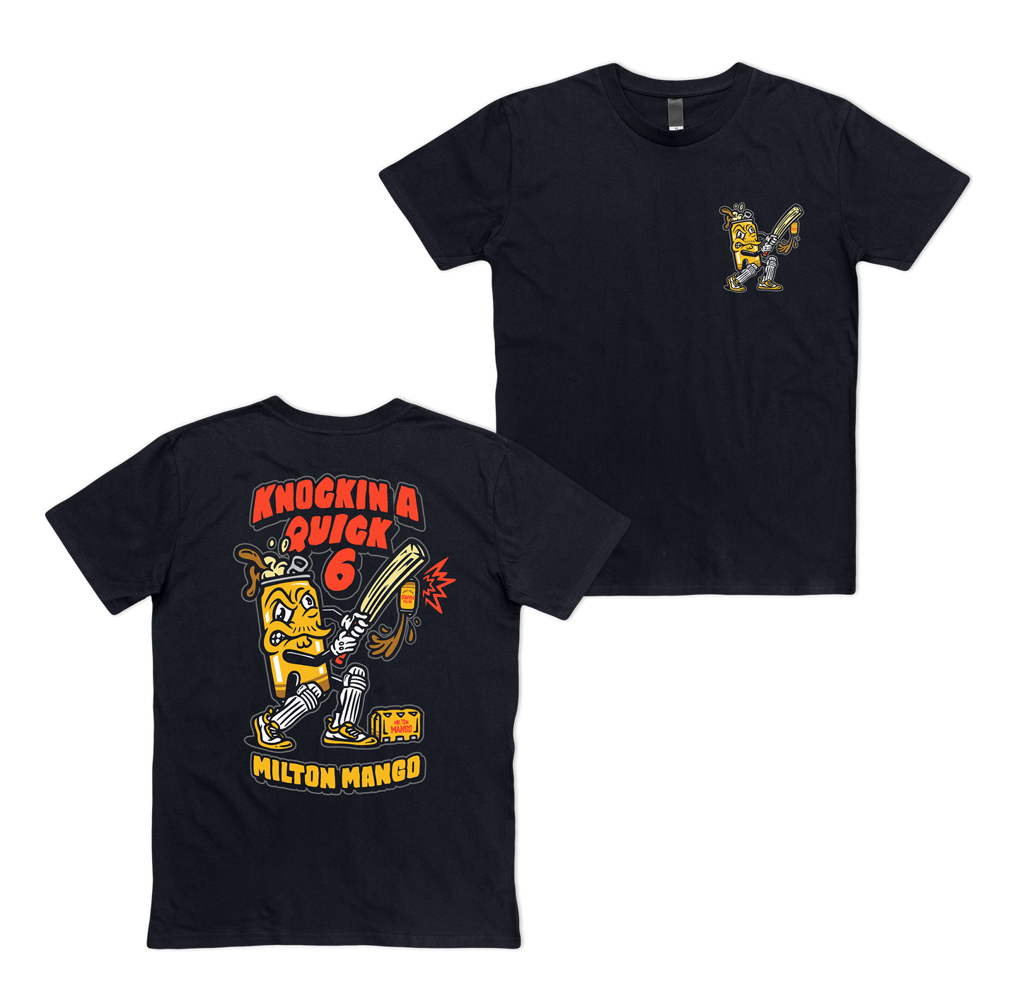 Knockin' a Quick Six Tee Black T-Shirt Milton Mango