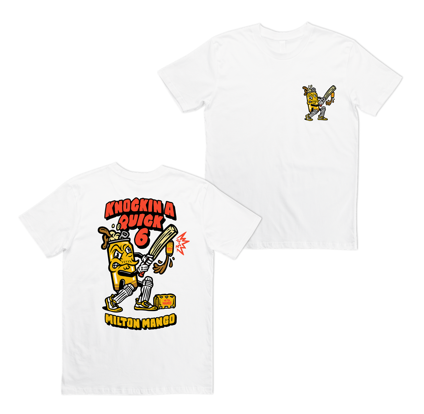 Knockin' a Quick Six Tee White T-Shirt Milton Mango