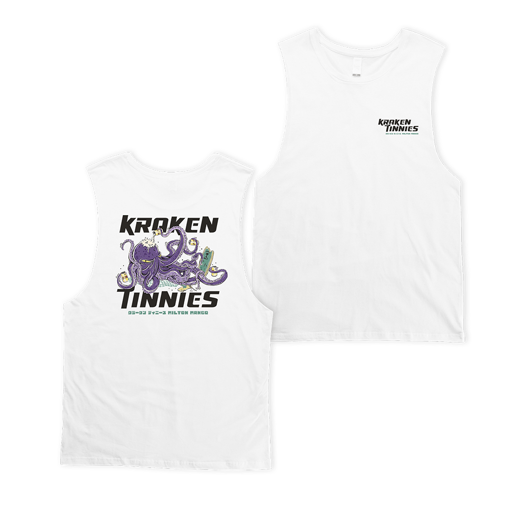 Kraken Tinnies Muscle Tee White Muscle Tanks Milton Mango