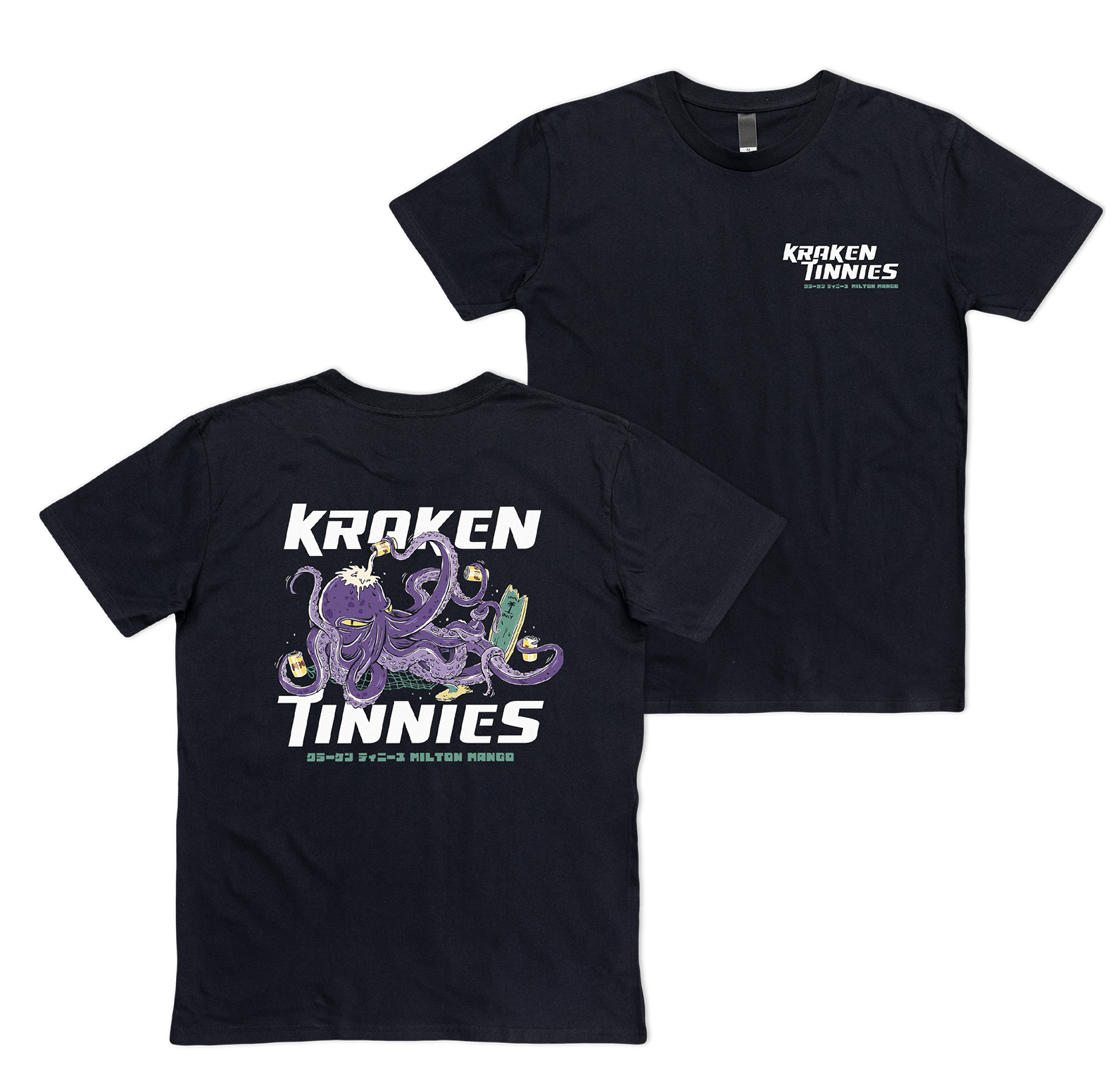 Kraken Tinnies Tee Black T-Shirts Milton Mango