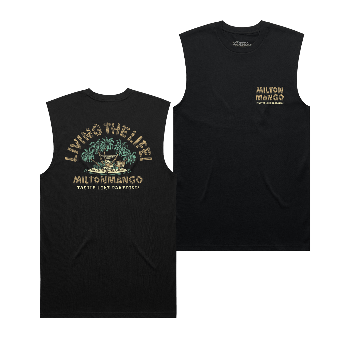 Living the Life Muscle Tee Black Muscle Tank Milton Mango